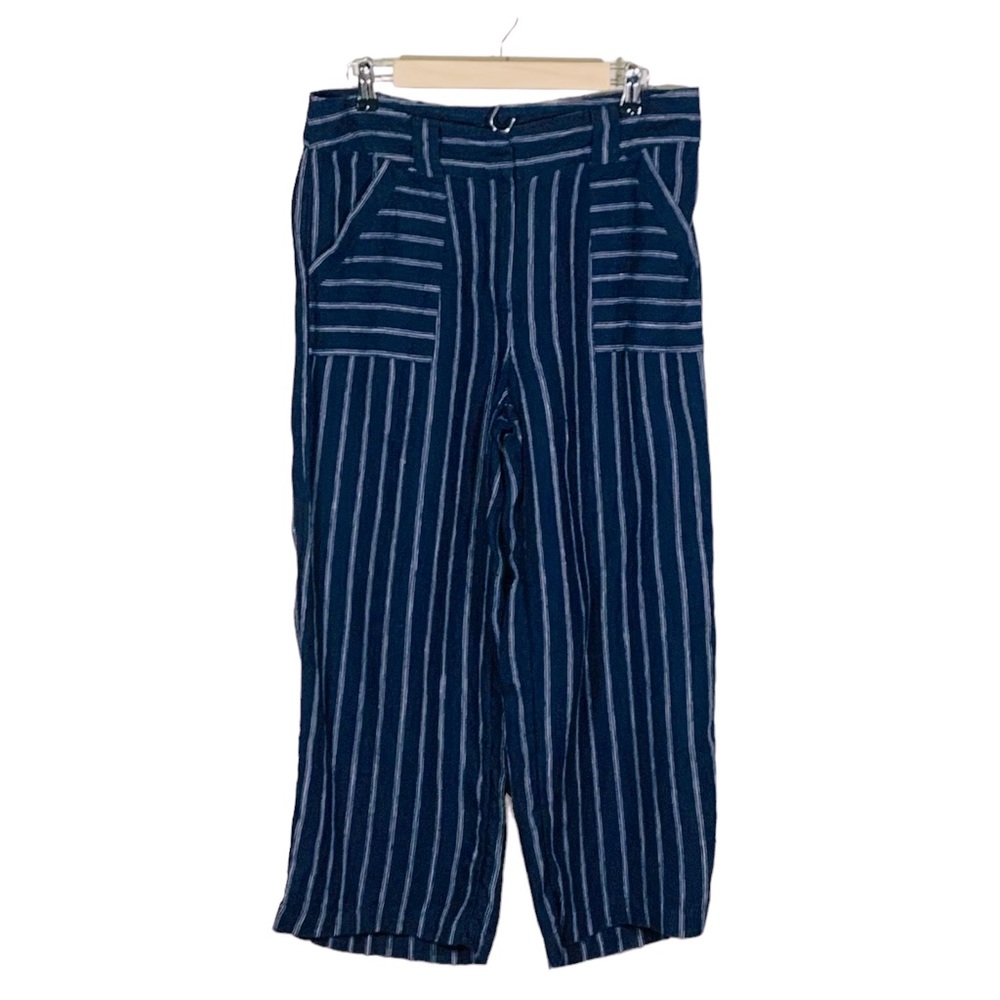 Monsoon Linen Striped Wide Leg Pants Sz 6